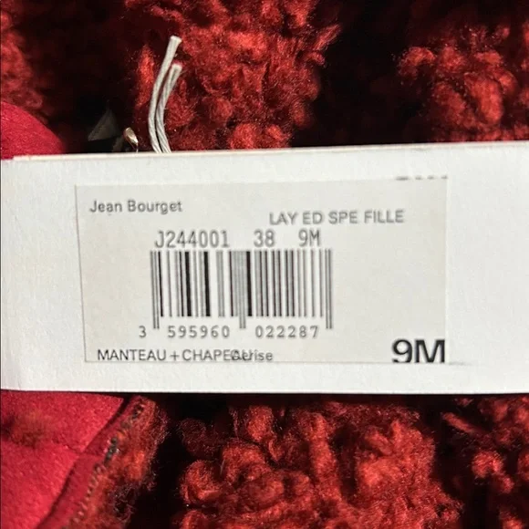 NWT Jean Bourget Cranberry Faux Suede Fleece Lined Girls Coat & Hat Sz 9 mo - Picture 9 of 11
